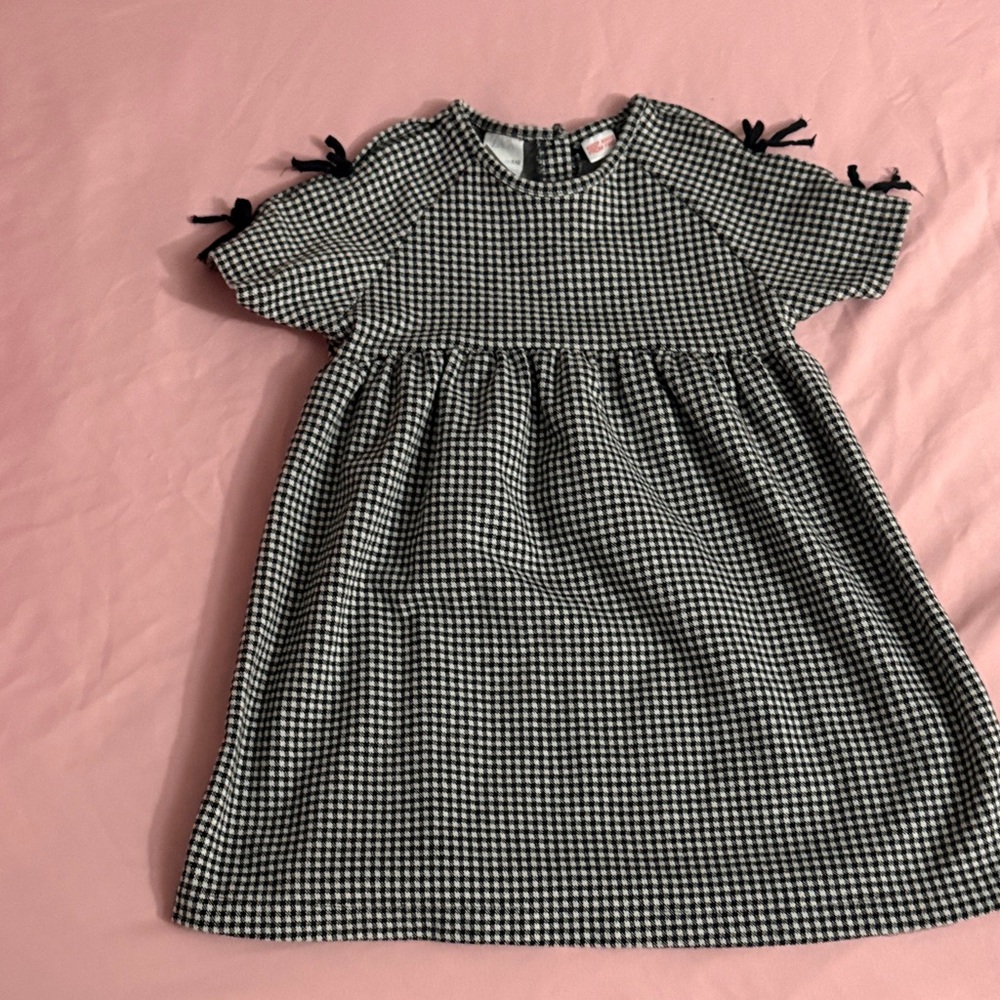 Zara Kids Black and White Checkered Dress
